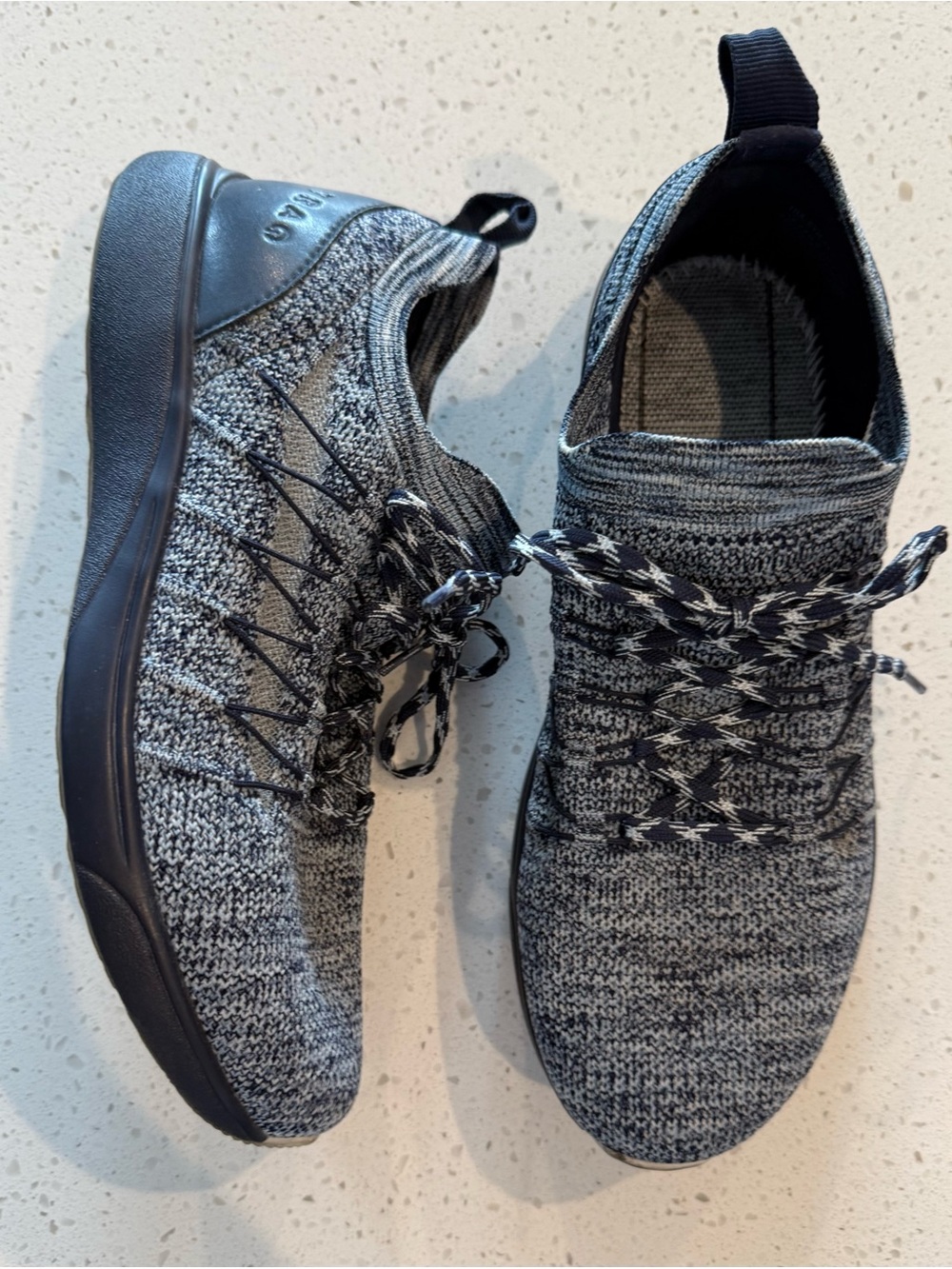8.5 TRAQ Alegria Shoes Womens Heather Grey Blue Knit Mesh Walking Comfort Runnin